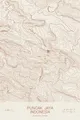Pen-plotted topographic map of Puncak Jaya, Indonesia in bronze ink on cream paper