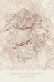Pen-plotted topographic map of Yosemite National Park, California in bronze ink on cream paper
