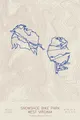 Pen-plotted mountain bike trail map of Snowshoe Bike Park, West Virginia in burgundy and navy ink on cream paper