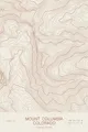 Pen-plotted topographic map of Mount Columbia, Colorado in bronze ink on cream paper