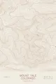 Pen-plotted topographic map of Mount Yale, Colorado in bronze ink on cream paper