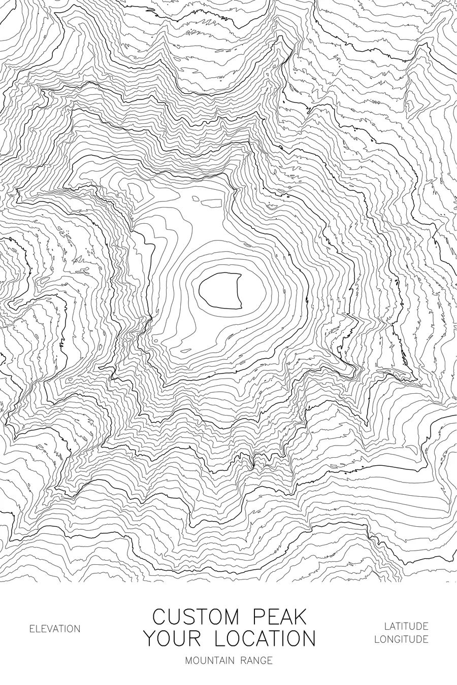 Custom Mountain Map, White colorway